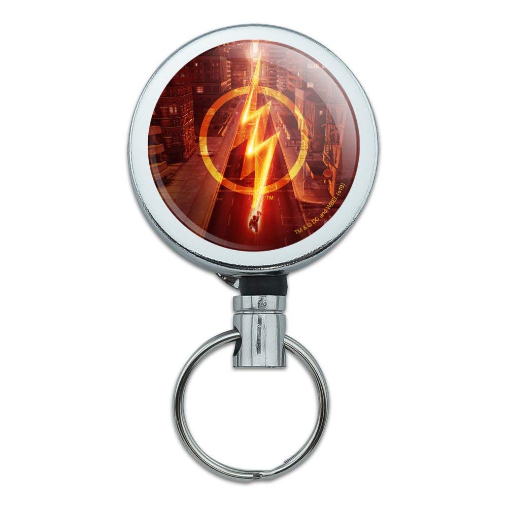 The Flash TV Series Lightning Streak Heavy Duty Metal Retractable ID Badge Holder - Key Card & Tag Reel with Belt Clip for Security, Office, Hospital & Event Staff