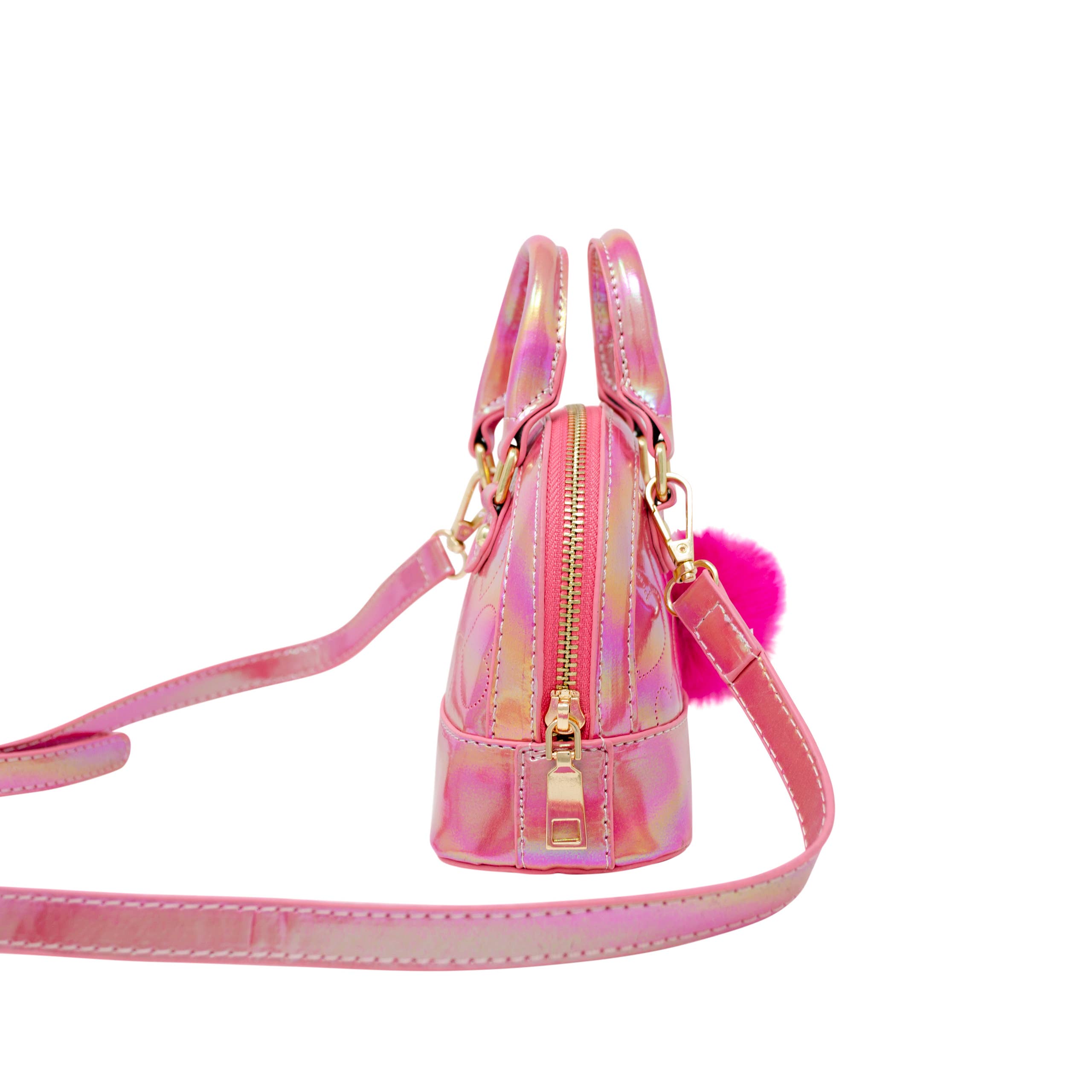 Shiny Dotted Heart Moon Handbag for Women - Elegant Pink Crossbody Purse for Date Night, Party & Special Occasions