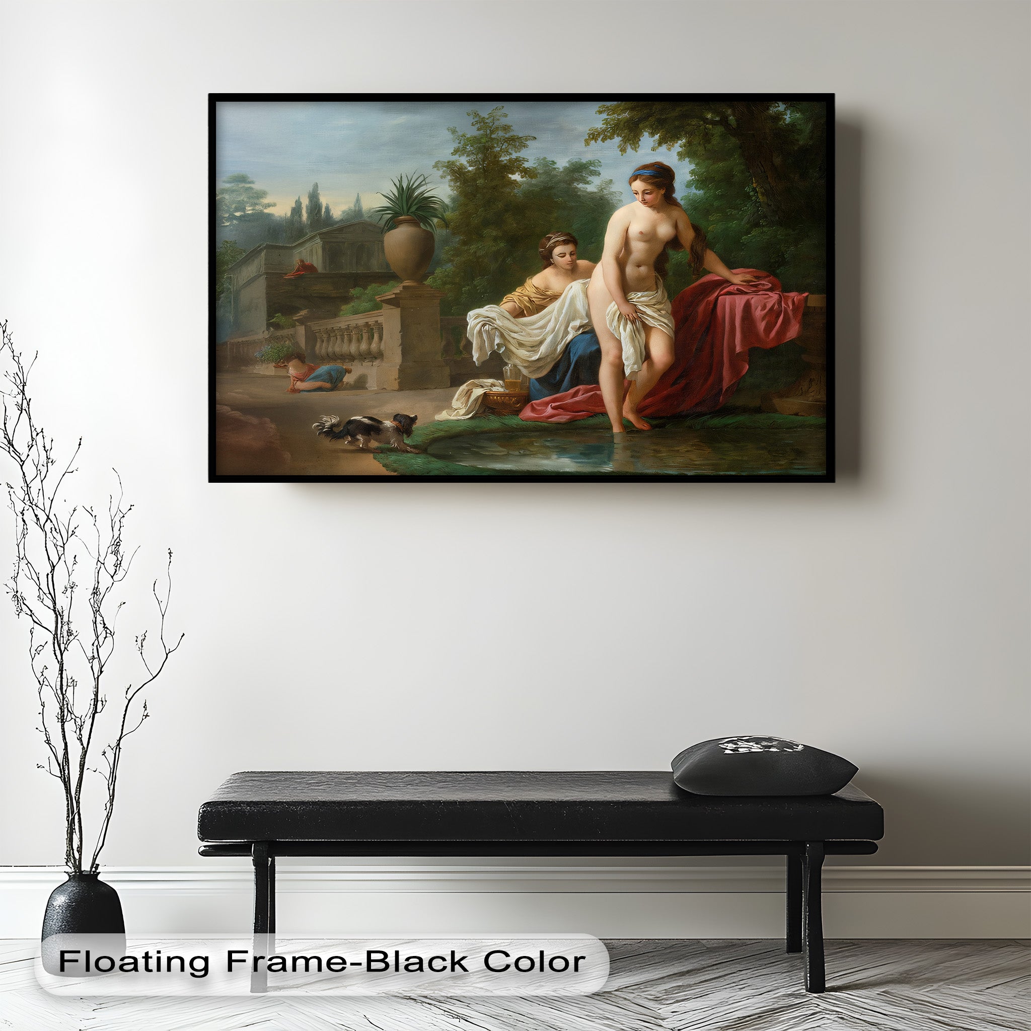 Neoclassical Elegance Oil Painting - Garden Bathing Scene Artwork for Home Decor & Living Room Wall Art