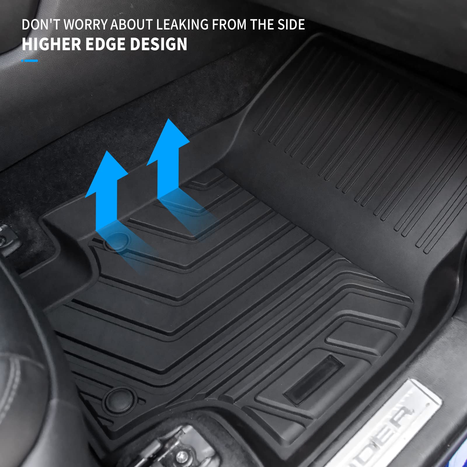 All-Weather TPE Floor Mats for 2020-2025 Toyota Highlander 3-Row SUV | Custom Fit 7-Seater Car Accessories | Durable Protection for Mud, Snow & Spills