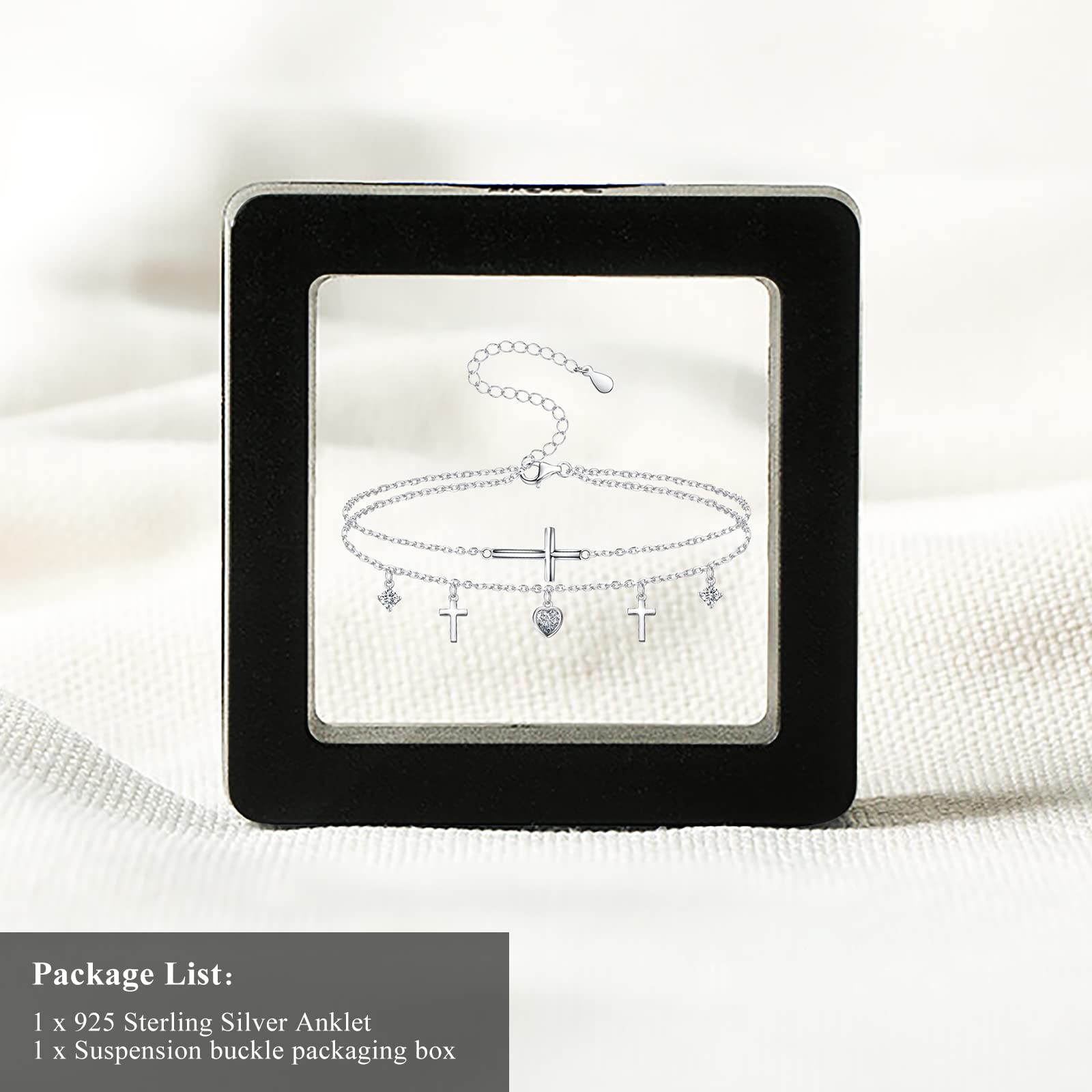 925 Sterling Silver Anklet Bracelets for Women - Butterfly Cross Evil Eye Charm Ankle Jewelry, Personalized Name Adjustable Anklet for Teen Girls, Birthday Gifts for Wife Girlfriend Daughter | Perfect for Beach Vacation, Wedding, Everyday Wear