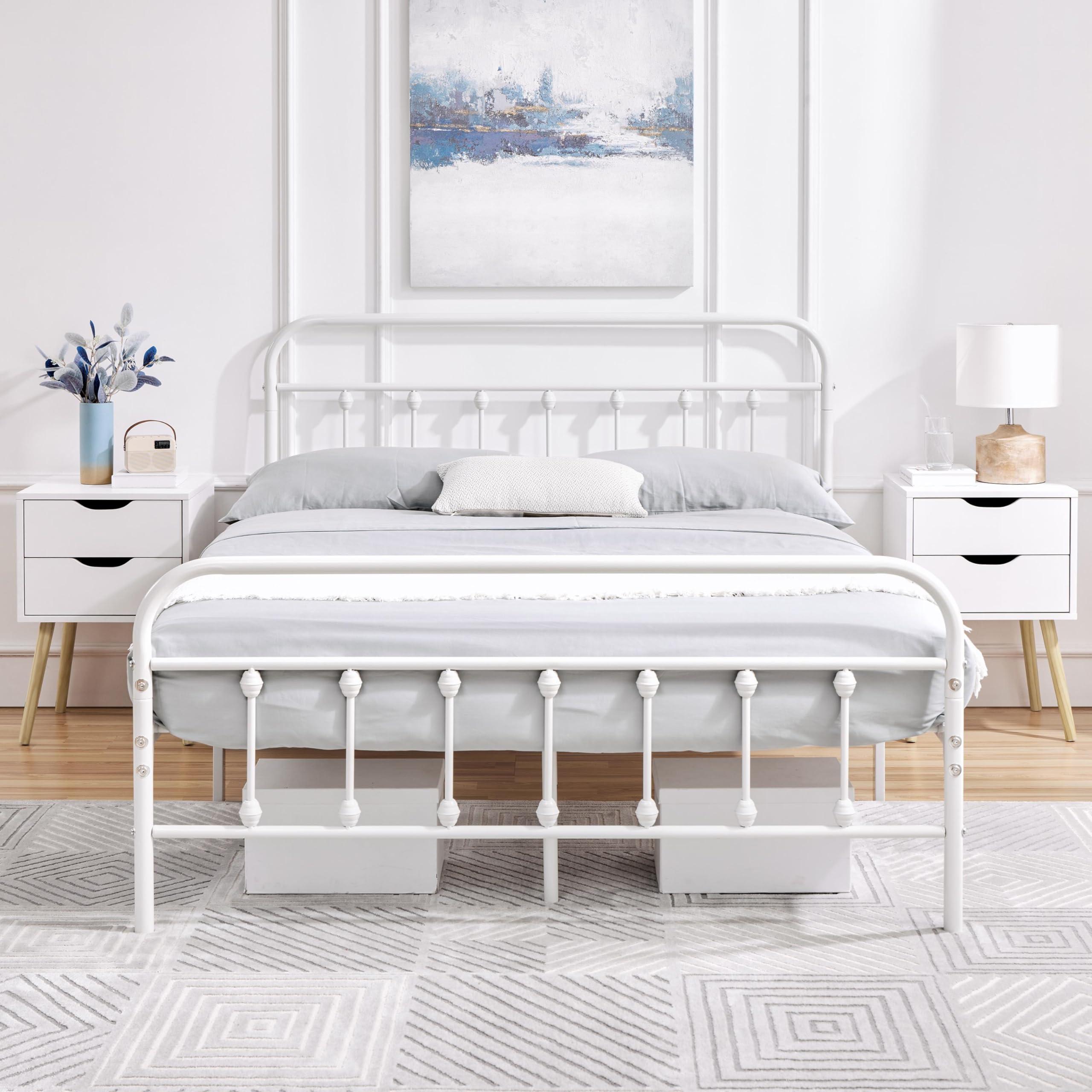 Yaheetech White Wooden Nightstands Set of 2 - Solid Wood Legs & 2 Drawers Bedside Tables - Modern End Tables for Bedroom, Living Room, Dorm - Perfect for Storage, Reading Lamps & Alarm Clocks