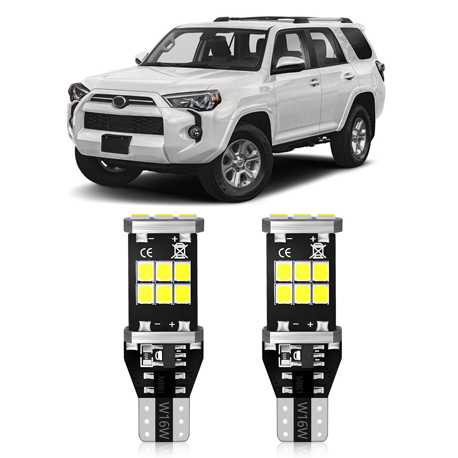 T15 921 912 906 LED Bulbs - 2835 Chipsets Super Bright Reverse Lights - Compatible with 2003-2021 Toyota 4Runner - Xenon White Backup Bulbs (Pack of 2) - Perfect for Night Driving & Enhanced Safety