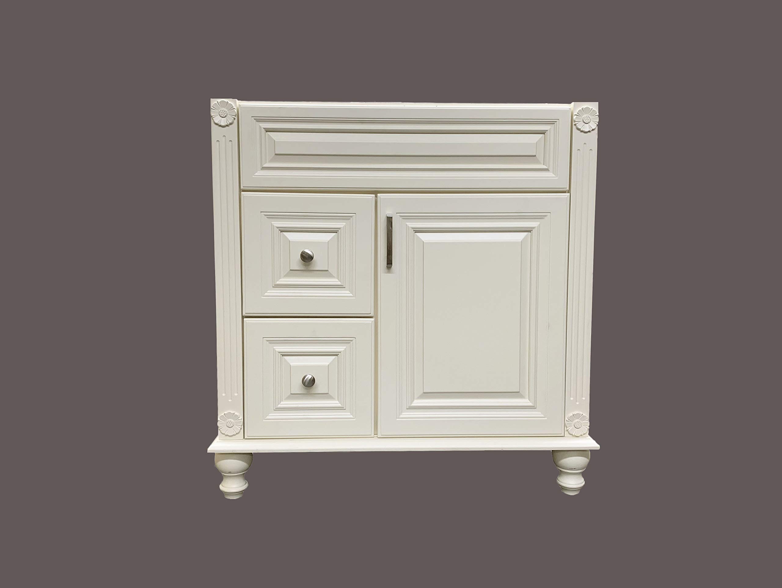 Antique White Solid Wood Single Bathroom Vanity Base Cabinet 30