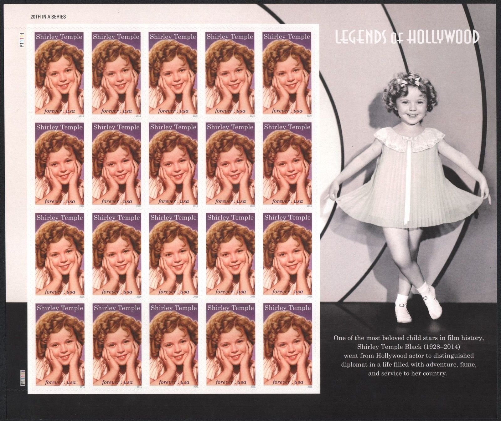USPS Shirley Temple Forever Stamps Collection - Set of 20 Vintage Postage Stamps for Mailing, Collecting & Gift Giving