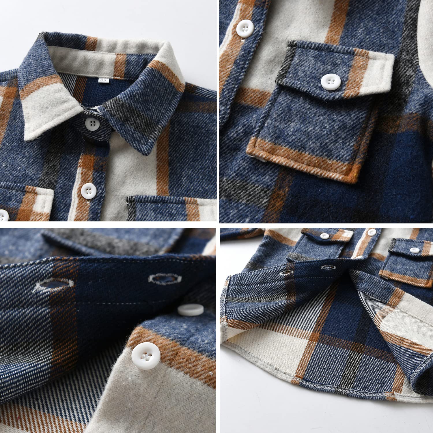 Feidoog 2 Pack Baby Boys & Girls Plaid Shirts - Long Sleeve Lapel Button Down Tops for Toddlers | Cute Outfits for Family Photos, School & Special Occasions