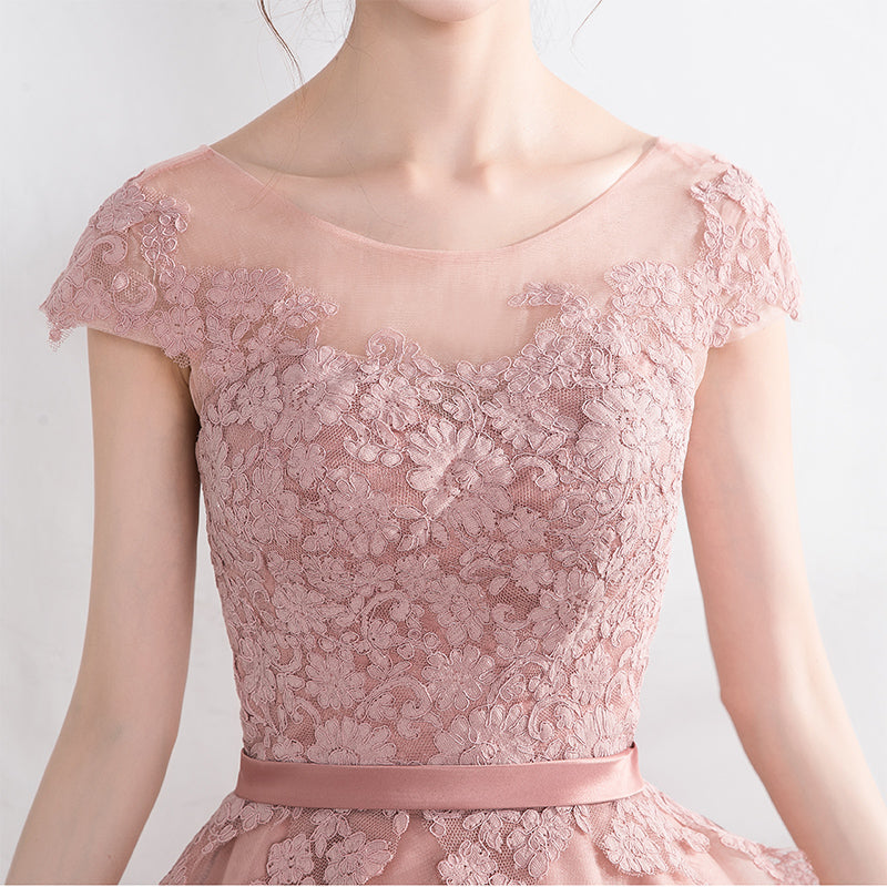 Elegant Cut Lace Tulle Short Prom Dress - High Low Hem Evening Gown for Homecoming, Party & Special Occasions