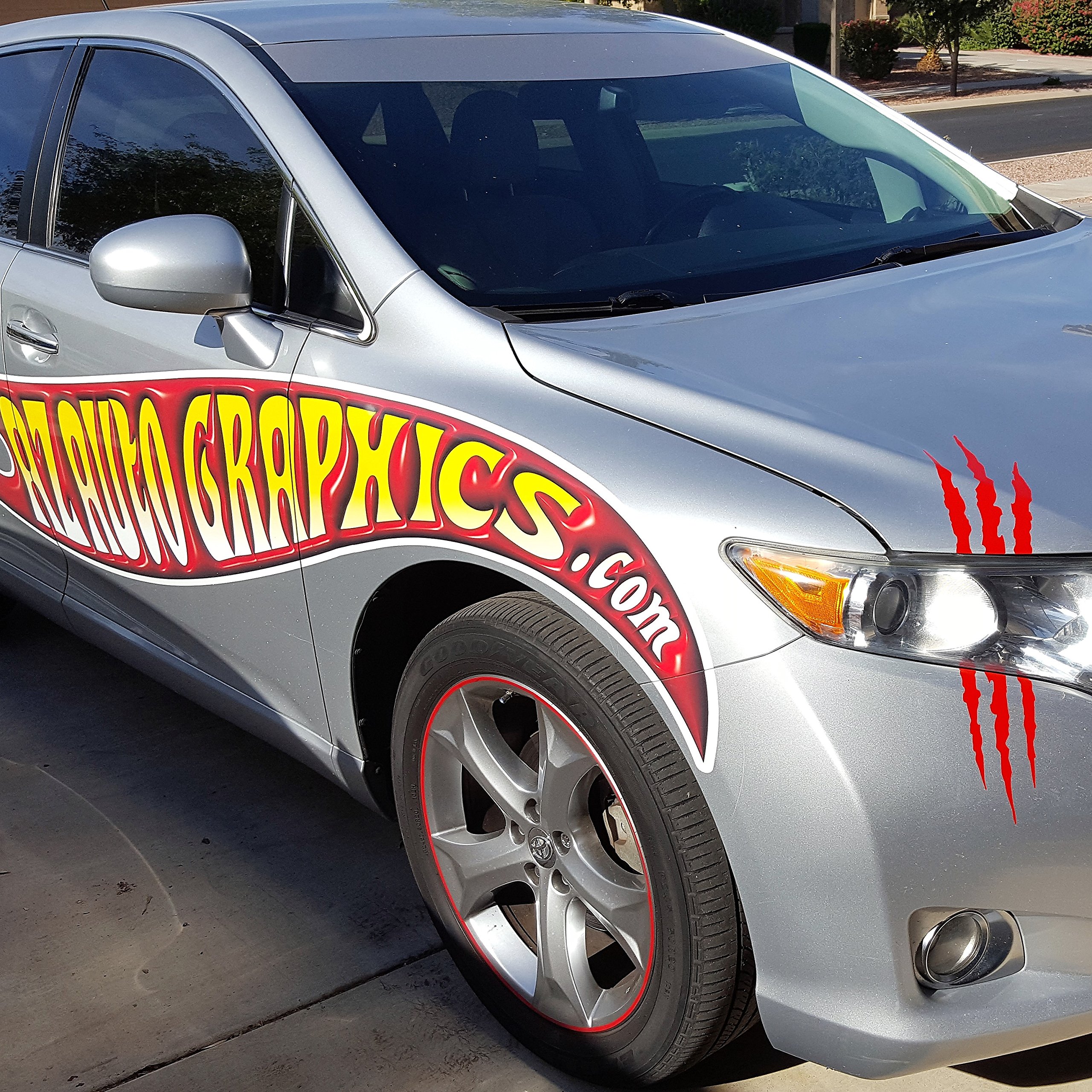 Az Auto Graphics Claw Decal Headlight Monster Scar Kit - Realistic Tear & Scratch Stickers for Cars & Trucks (Red) - Perfect for Halloween Decor, Car Shows & Themed Events