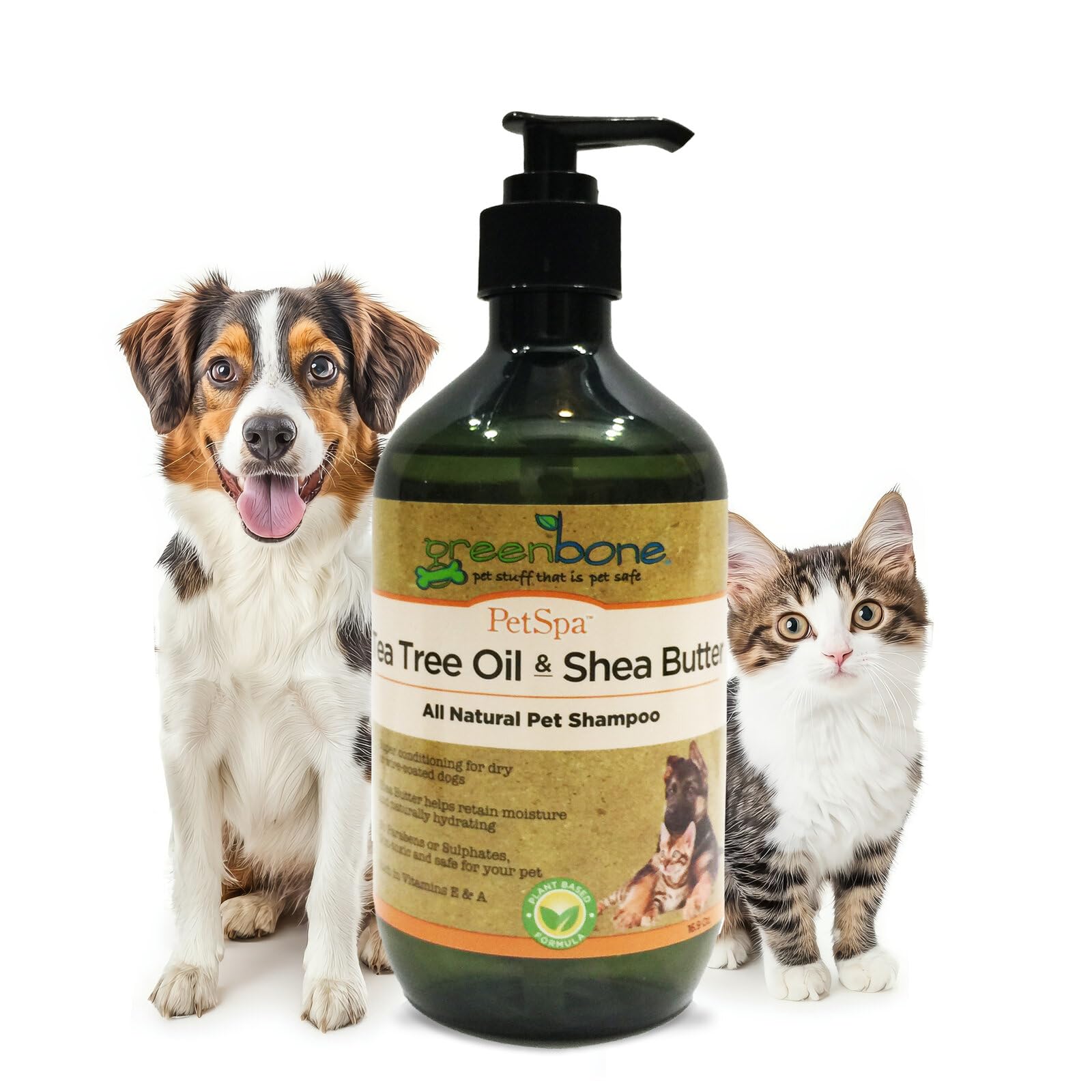Natural Pet Shampoo with Tea Tree Oil & Shea Butter - All-Plant Formula for Deodorizing & Hydrating - Gentle Dog & Cat Bath for Itchy Skin & Odor Control - Perfect for Home Pet Grooming & Spa Days