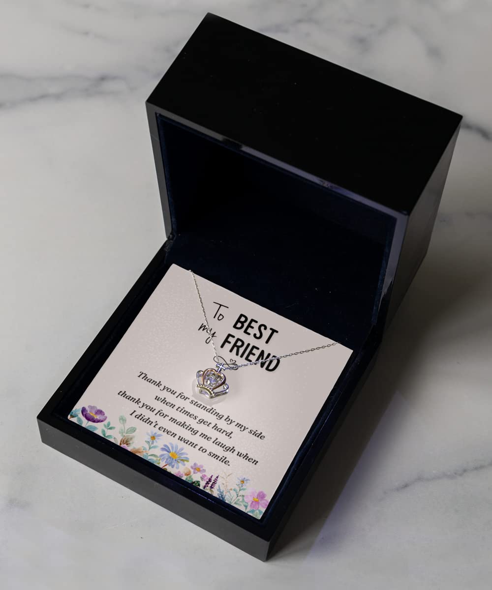 Best Friend Necklace for Women - BFF & Bestie Jewelry Gift, Unbiological Sister Crown Pendant Necklace | Perfect Birthday Present for Her, Friendship Day Gift Idea - Wear Daily or Special Occasions