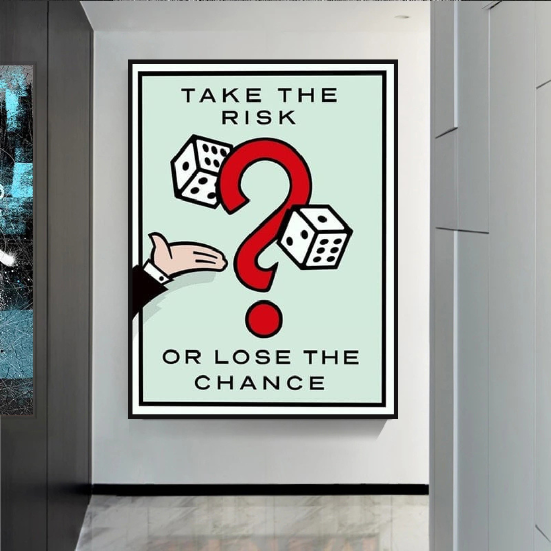 Monopoly Take The Risk Card Game Wall Art Canvas Print - Perfect for Game Room, Office Decor & Board Game Lovers Gift