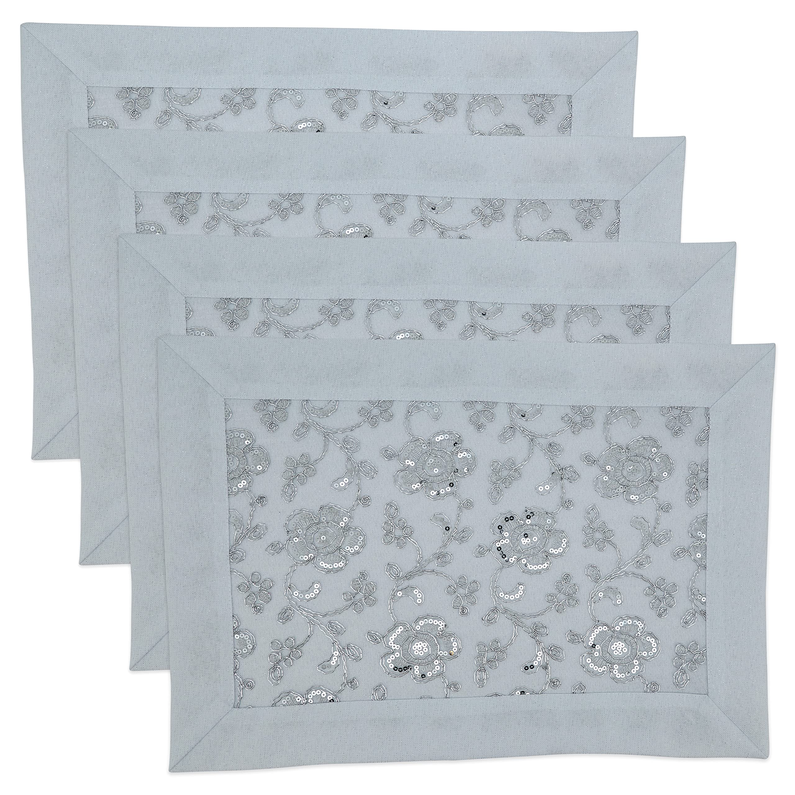 Floral Embroidered Placemats Set of 4 - Elegant Table Mats for Dining, Kitchen Decor, and Special Occasions