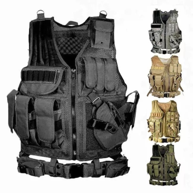 SWAT Tactical Vest with Multiple Pockets - Durable Military Gear for Airsoft, Hunting & Outdoor Adventures