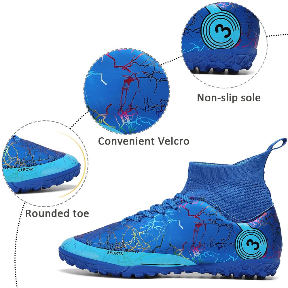 Youth Soccer Shoes for Boys & Girls - Firm Ground Turf Sneakers for Outdoor Training