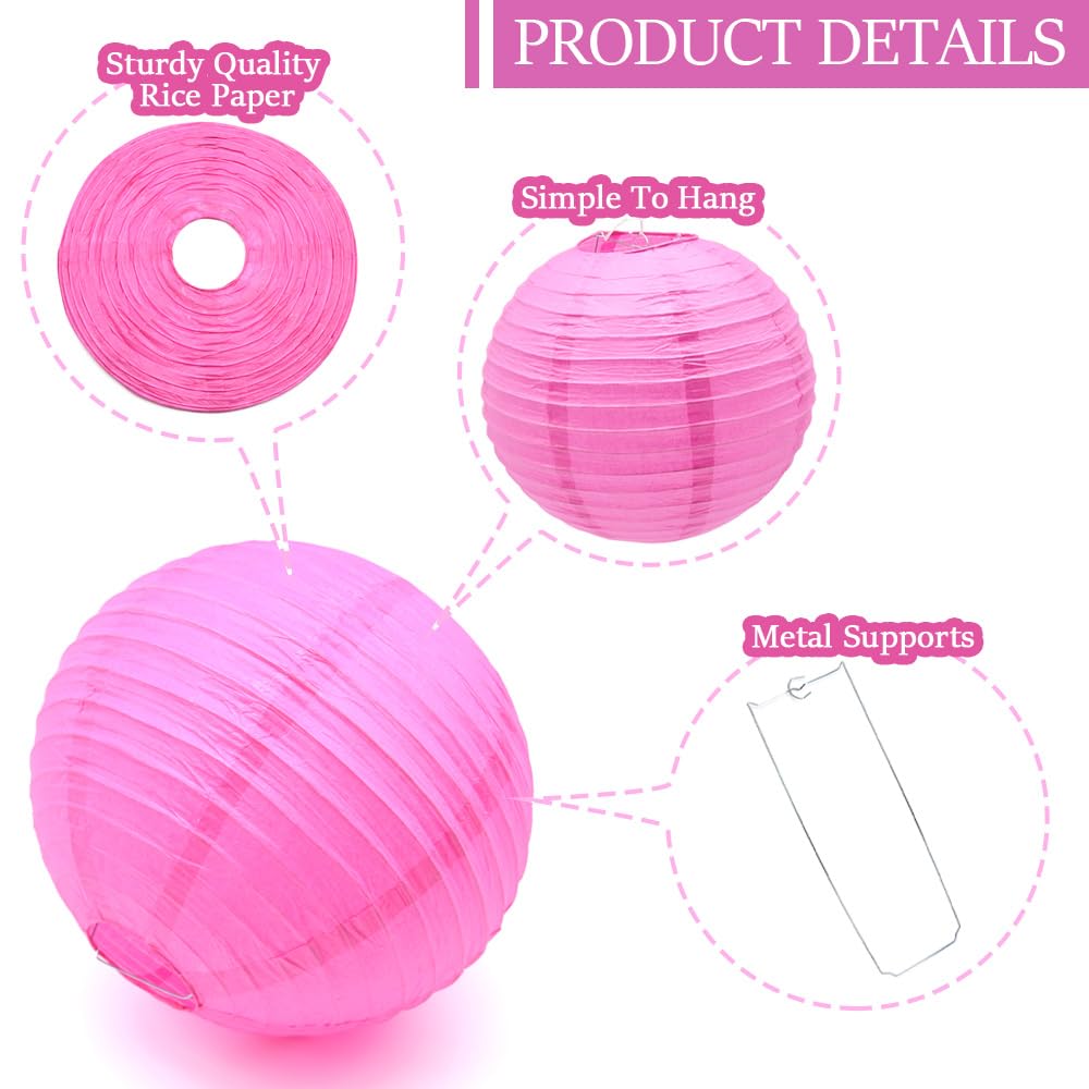 6 Pcs 12-Inch Rose Paper Lanterns - Chinese Japanese Round Hanging Decorations for Halloween, Wedding, Birthday Party, Home & Garden Decor - Perfect for Indoor/Outdoor Events & Asian-Themed Celebrations