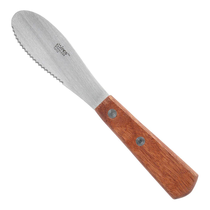 Winco TN713 4-Inch Wooden Handle Butter Spreader - Perfect for Spreading Butter, Cream Cheese & Jam on Toast, Bagels & Sandwiches
