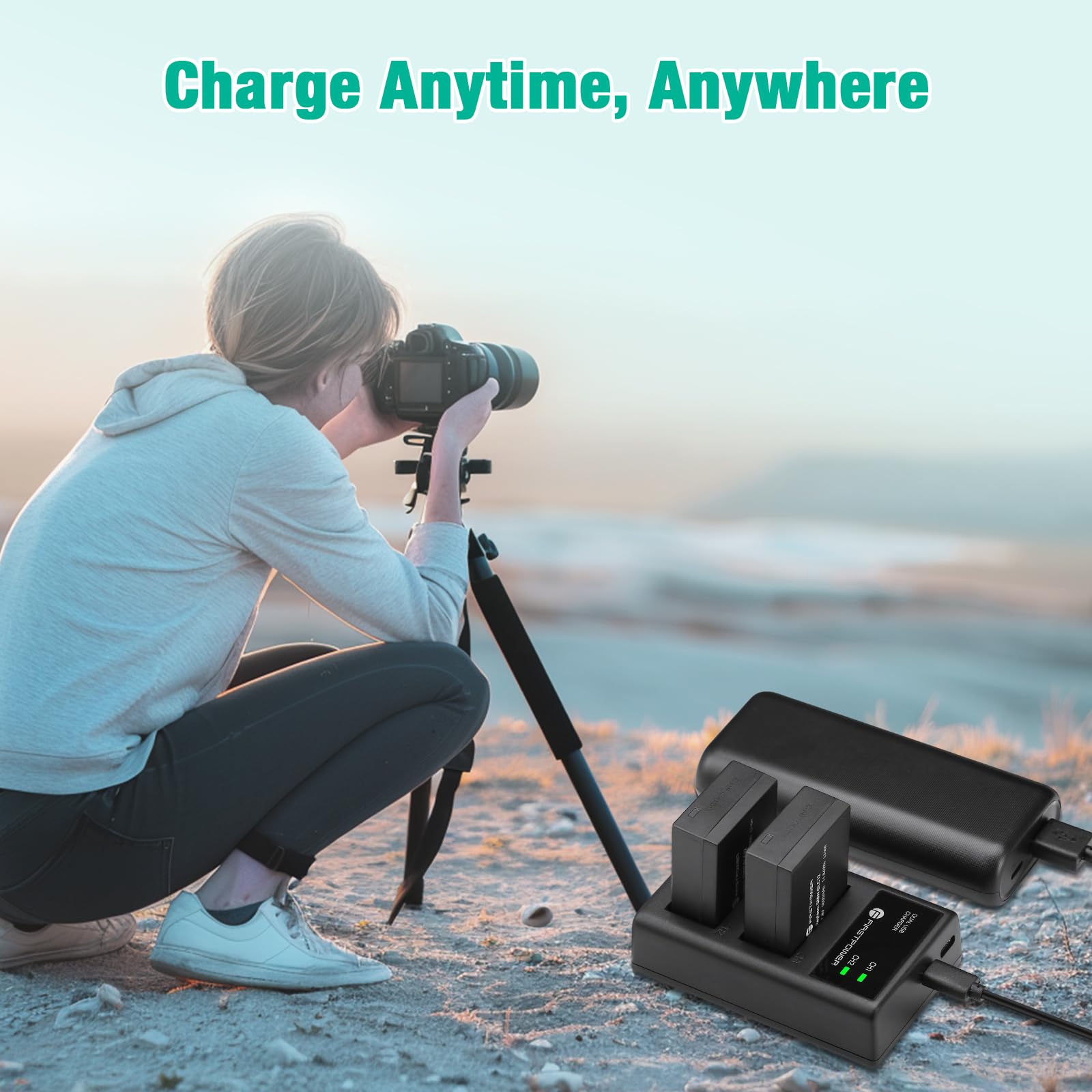 FirstPower DMW-BLC12 Replacement Battery & Dual USB Charger for Panasonic Lumix G7, G85, G95, FZ1000, GH2, G5, G6, GX8, FZ200, FZ300 Digital Cameras - Perfect for Travel, Vlogging & Professional Photography