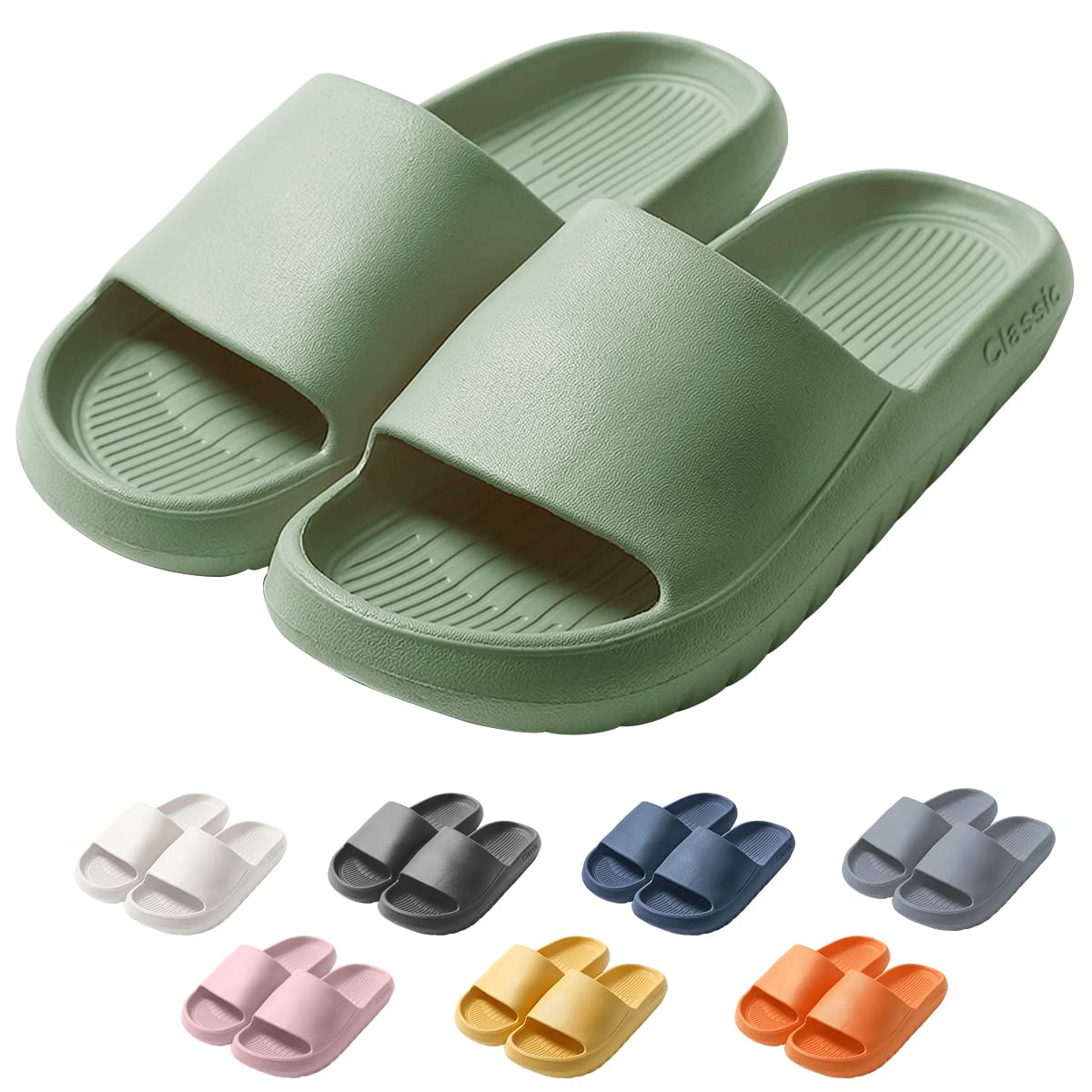HASVREOG Cloud Cushion Slides - Non-Slip Sole Comfortable Slippers for Women & Men | Soft EVA Shower Shoes & Indoor/Outdoor Sandals | Perfect for Beach, Pool, Spa, and Home Use