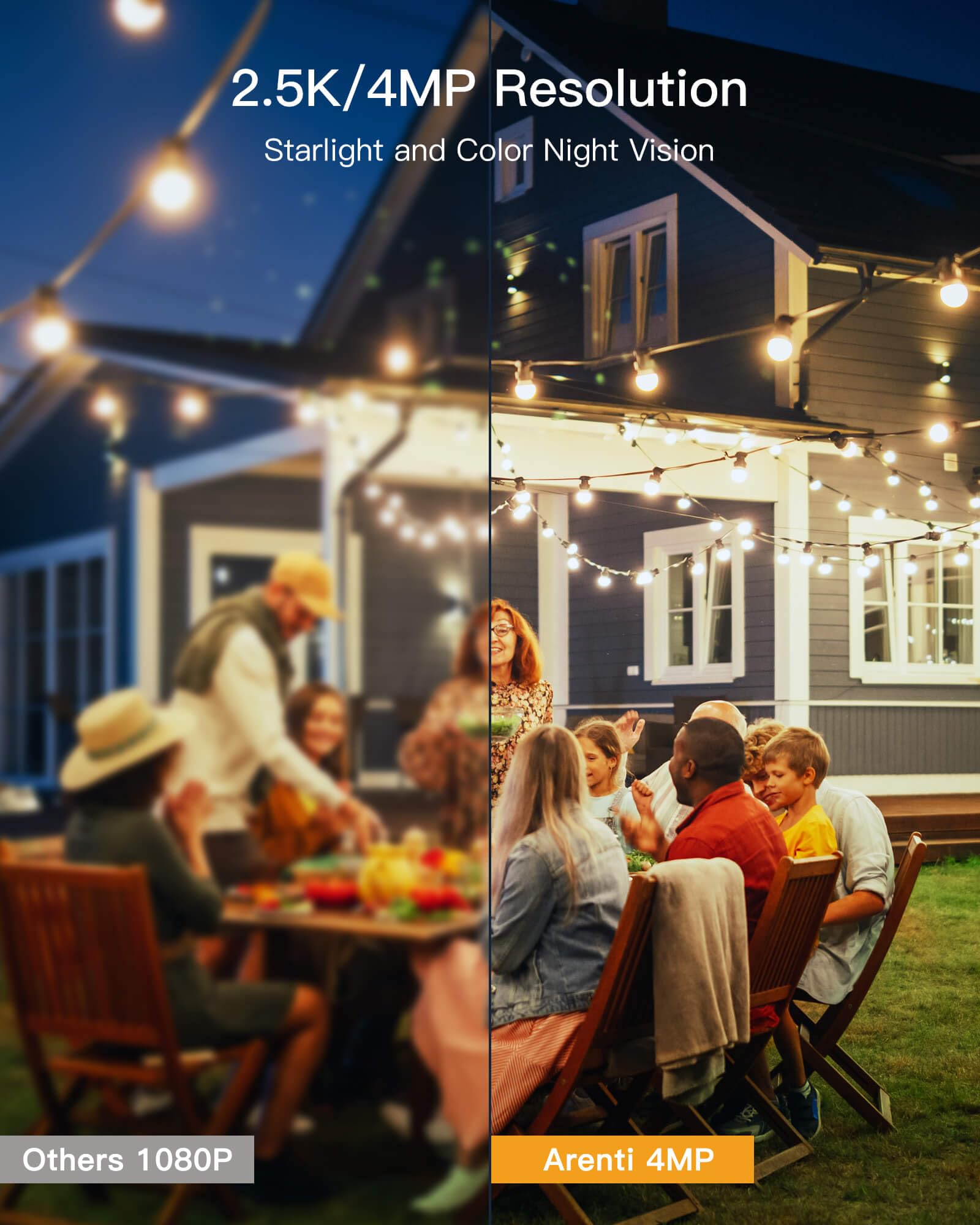 Arenti 4MP Outdoor Security Camera with Color Night Vision - WiFi Wired Surveillance Camera with Spotlight, Siren Alarm, Alert Zone & Two-Way Audio - Compatible with Alexa & Google Assistant (2.4GHz Only) - Ideal for Home Security, Backyard Monitoring & Business Protection (2-Pack)