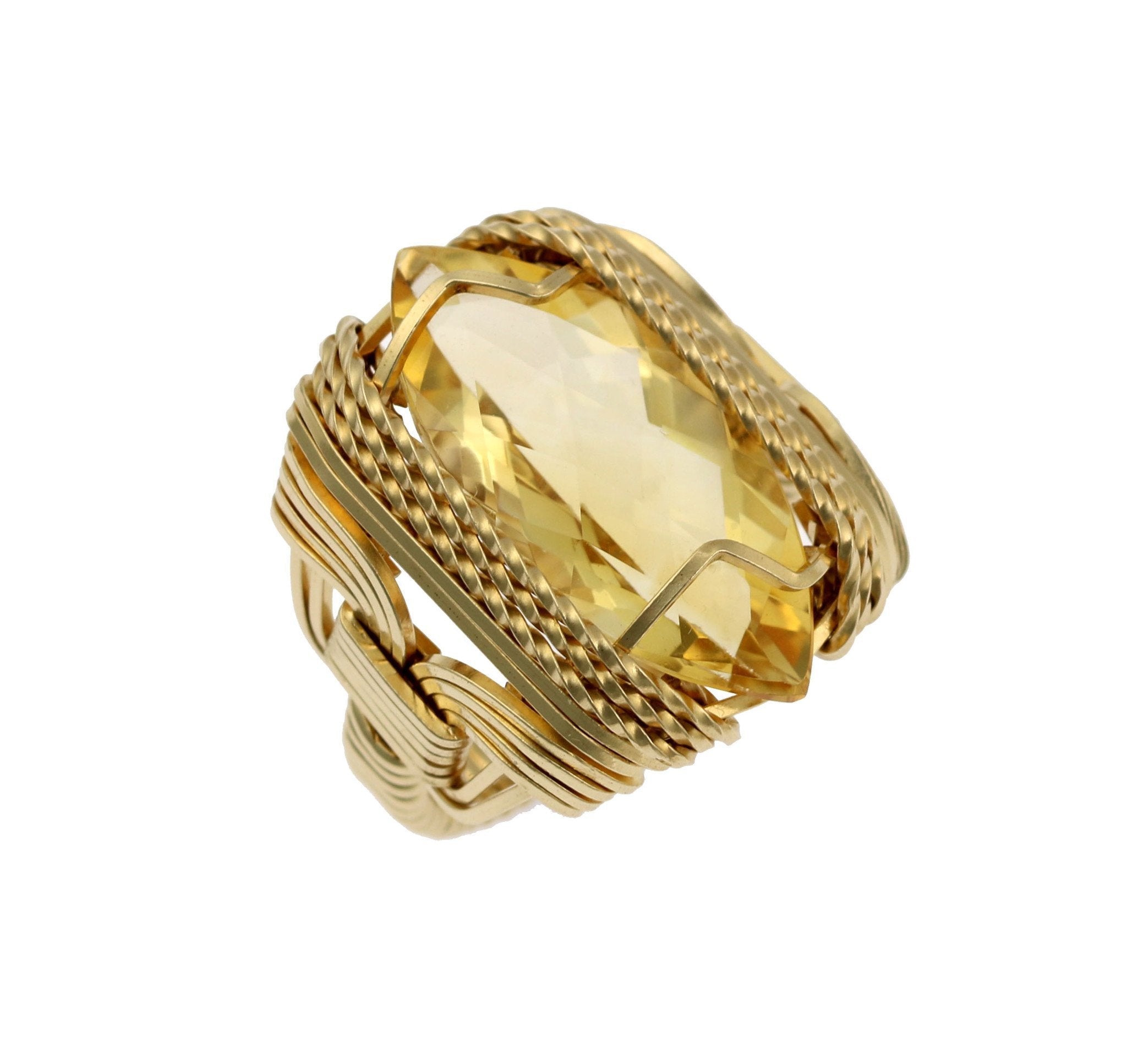 14K Gold Filled Citrine Marquise Cut Cocktail Ring – Elegant Statement Jewelry for Parties, Weddings & Special Occasions
