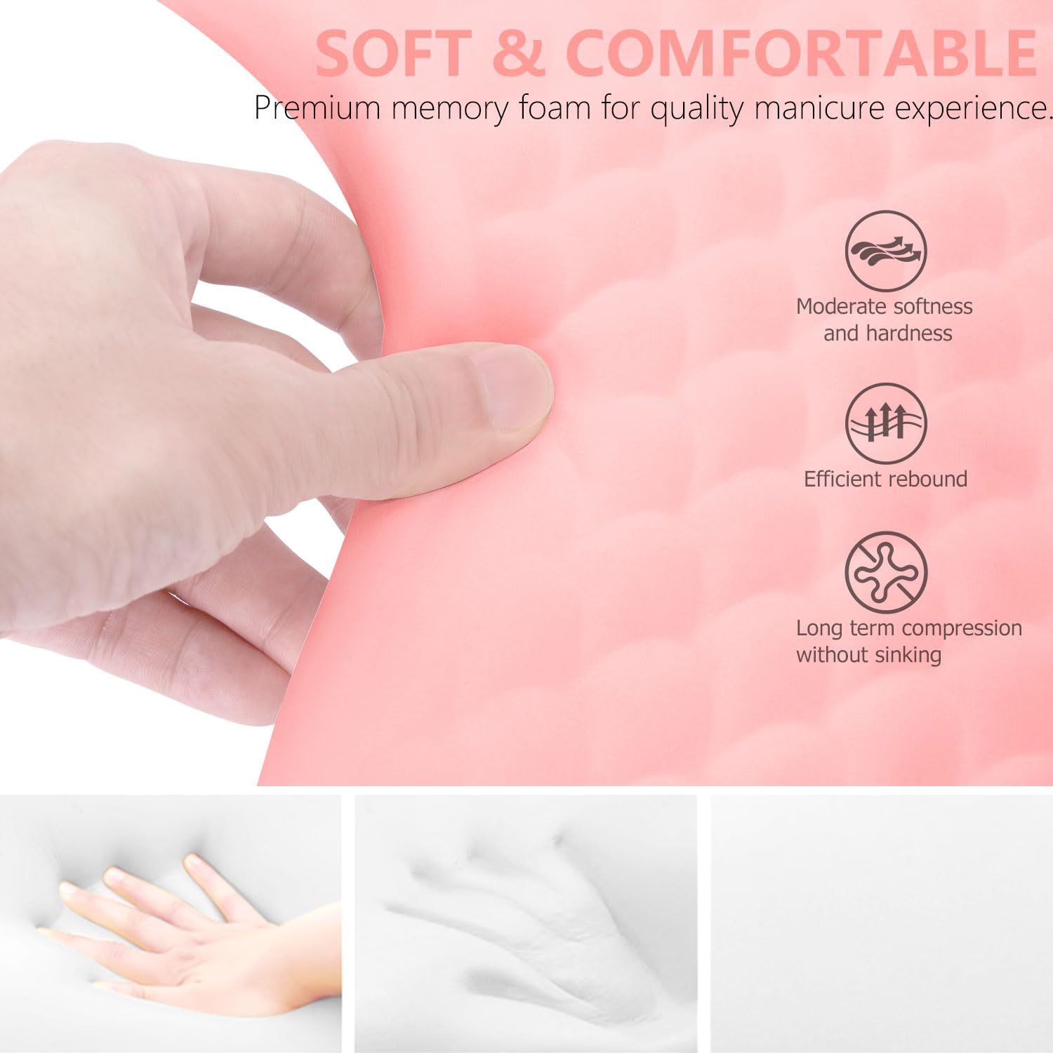Soft Memory Foam Nail Tech Hand Rest - U-Shaped Manicure Arm Support Cushion with Detachable Bracket for Acrylic Nails & Gel Polish (Pink) | Perfect for Salon Professionals & Home Nail Care