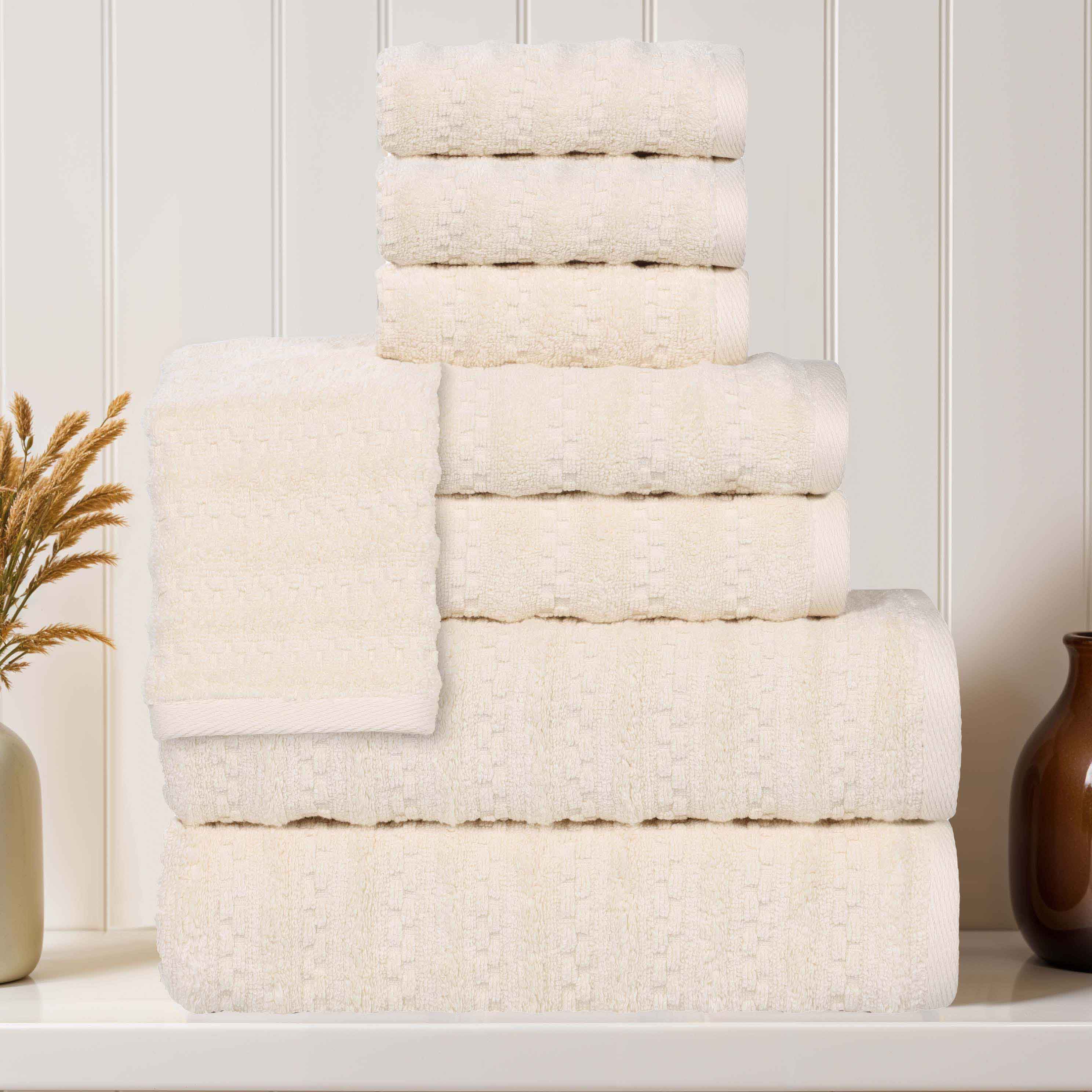 Zuma Zero Twist Cotton Medium Weight Soft Absorbent 8-Piece Bath Towel Set - Premium Luxury Towels for Spa, Gym, Beach & Guest Bathrooms