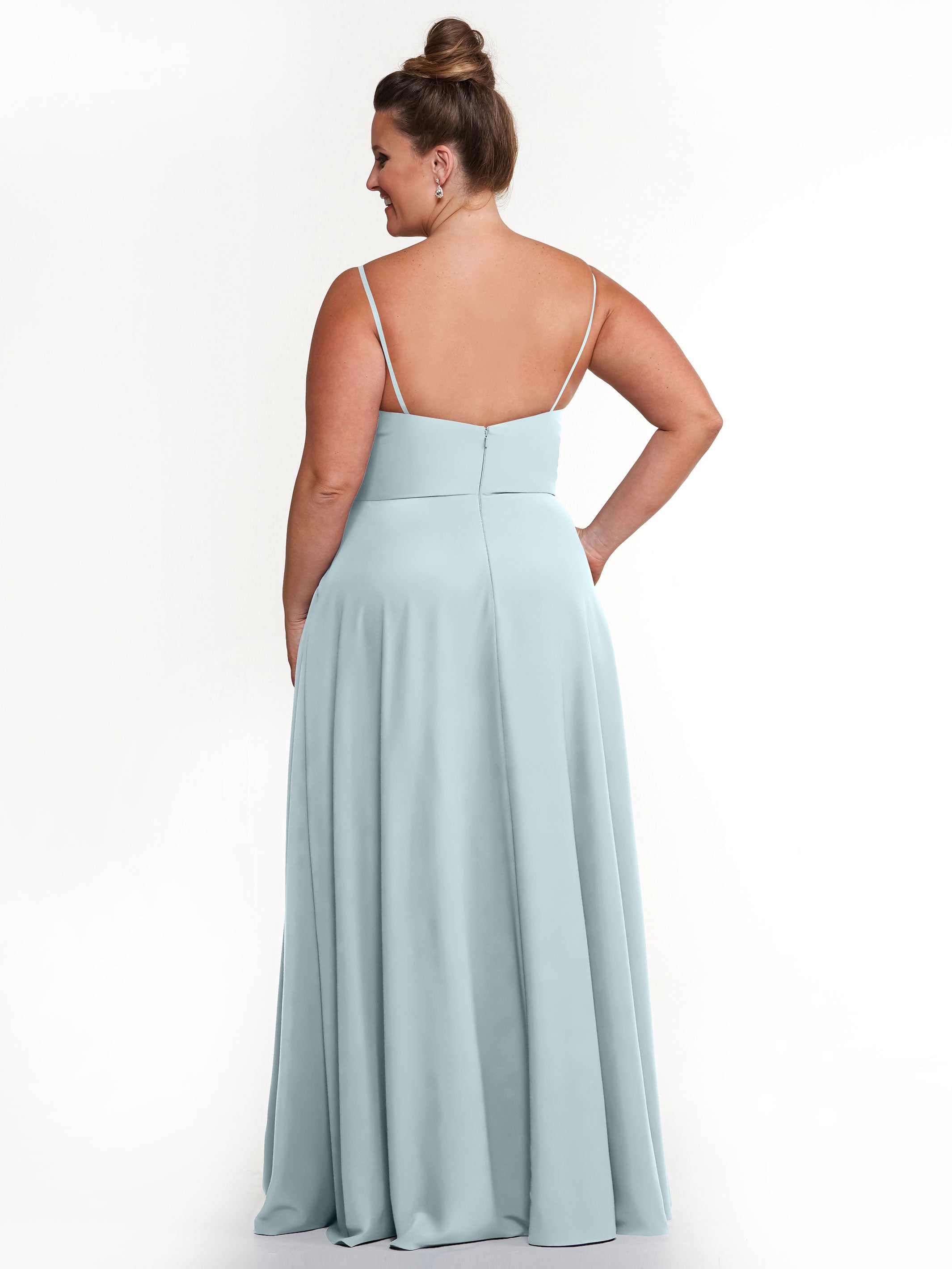 Elegant 83012 Flowy Stretch Chiffon A-Line Bridesmaid Dress with V-Neckline - Perfect for Weddings, Formal Events & Special Occasions