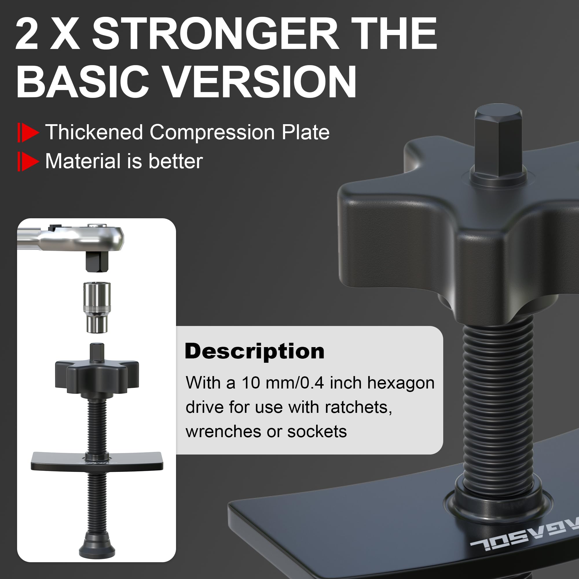 Heavy Duty Brake Pad Spreader - Universal Disc Brake Caliper Compression Tool with Swivel Joint | Solid Steel Brake Piston Compressor for Cars & Light Trucks | Perfect for DIY Auto Repair & Maintenance