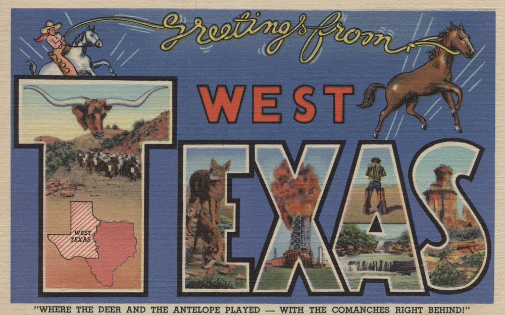 Greetings from West Texas - Giclee Gallery Print 16x24 Inches - Vintage Travel Poster Wall Art Decor for Living Room, Office & Bedroom