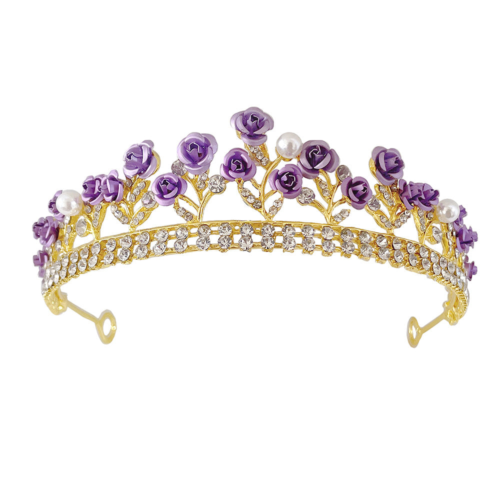 Purple Rose Crystal Jewelry Crown - Elegant Crystal Tiara for Women, Bridal Accessories, Princess Party, Cosplay & Special Occasions