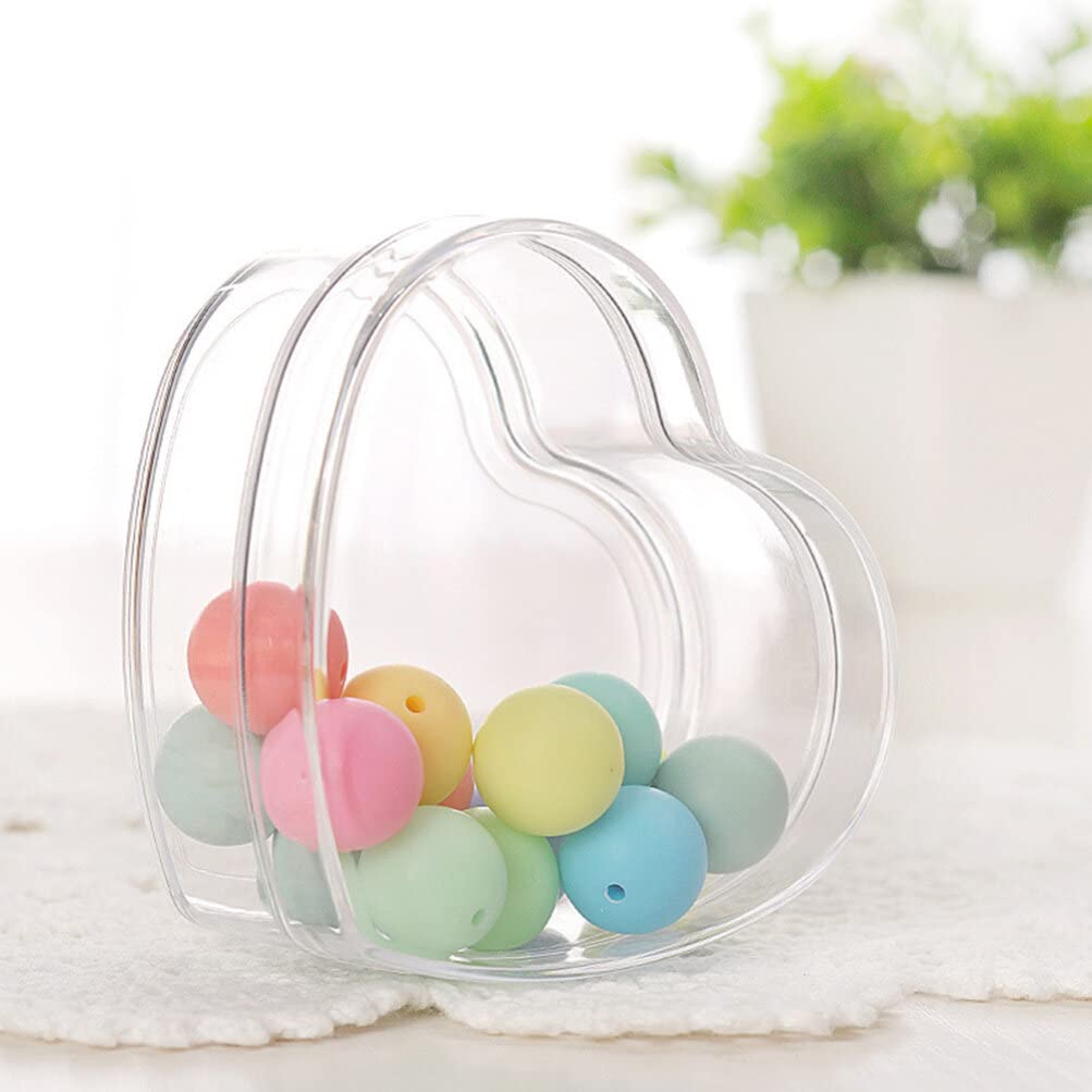 BESPORTBLE 5-Piece Heart Shaped Clear Candy Jewelry Storage Box - 8.5x8x4cm Transparent Wedding Favor Container - Perfect for Bridal Showers, Birthday Party Favors & Gift Packaging