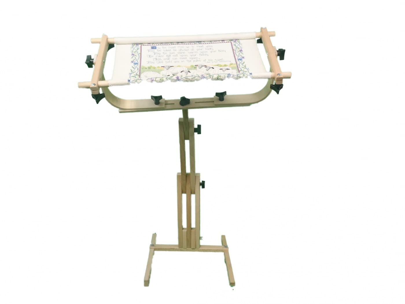 Frank A. Edmunds Stitcher's Wonder! Floor Stand Scroll Frame for Embroidery & Needlework - Adjustable Wooden Frame for Cross Stitch, Tapestry & Handcraft Projects - Perfect Home Decor & Gift Idea