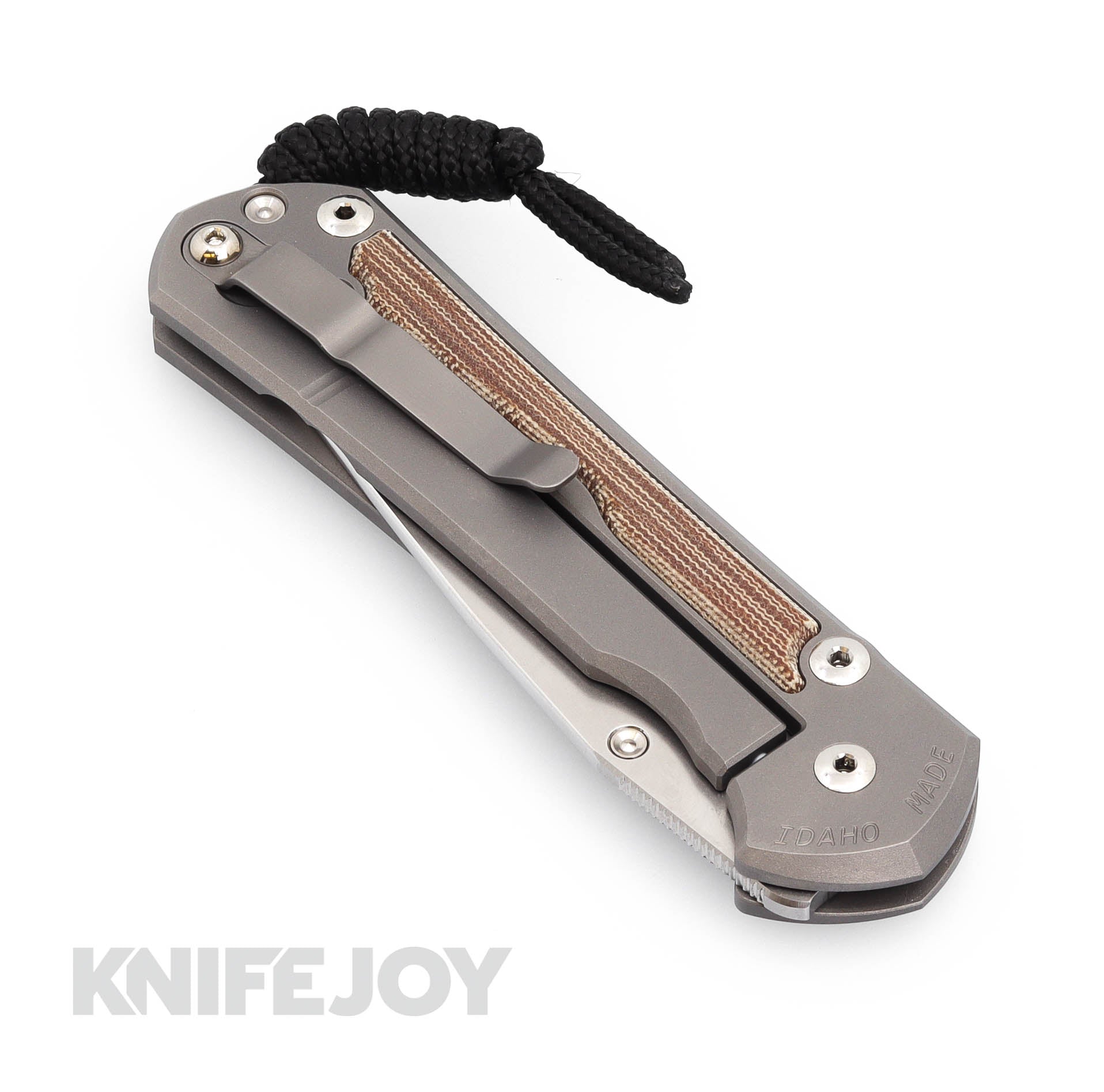 Chris Reeve Knives Large Sebenza 31 - Premium Drop Point Magnacut Blade with Natural Canvas Micarta Inlay & Glass Blasted Titanium Handles - EDC Tactical Folding Knife for Outdoor Camping, Hunting, and Survival