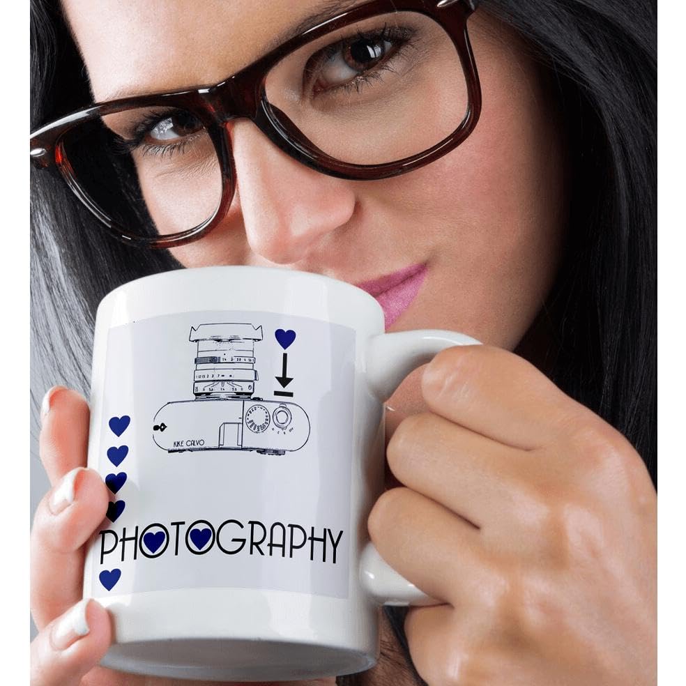 3dRose I Love Photography Ceramic Coffee Mug - 11 Oz, Perfect Gift for Photographers & Photo Lovers - Ideal for Home, Office, or Studio Use