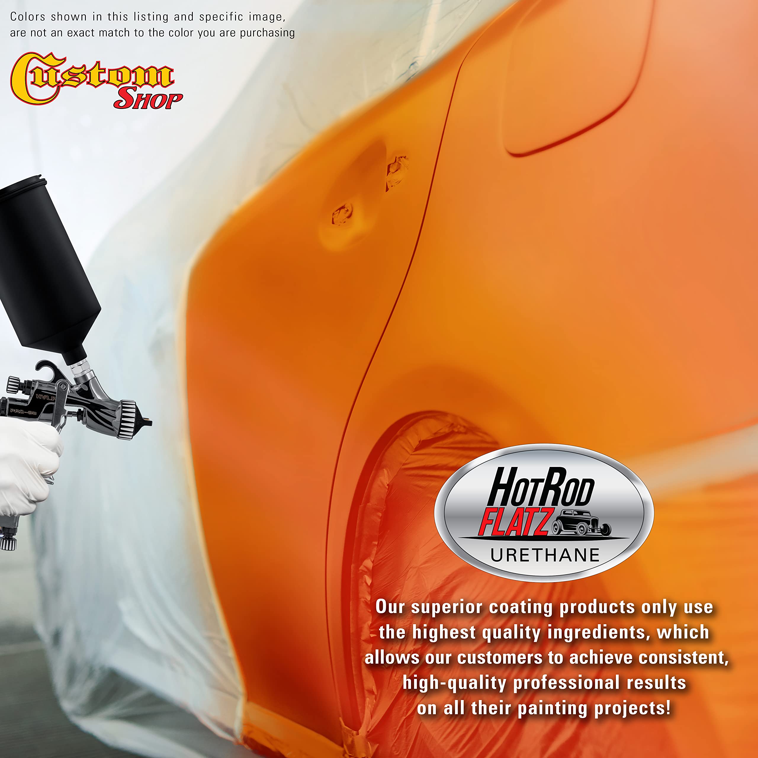Custom Shop Hugger Orange Hot Rod Flatz Flat Matte Satin Urethane Auto Paint - Complete Gallon Paint Kit for Cars & Trucks - Professional Low Sheen Automotive Coating with 4:1 Mix Ratio - Perfect for Hot Rods, Classic Cars & Custom Vehicle Projects