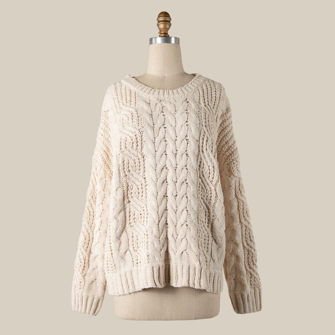 Crochet Knit Sweater for Women - Beige Handmade Boho Chic Pullover | Perfect for Fall Fashion, Casual Outfits & Cozy Layering