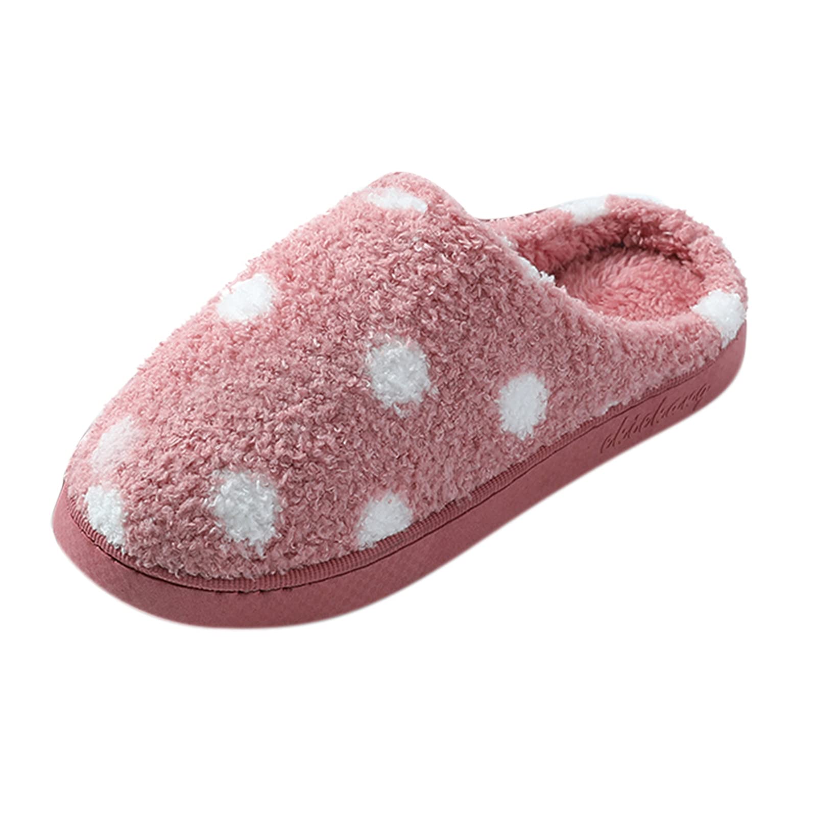 Women's Polka Dot Fluffy Slippers - Cozy Winter House Slippers for Home, Spa & Beauty Salon | Soft Indoor Slippers for Relaxation & Comfort