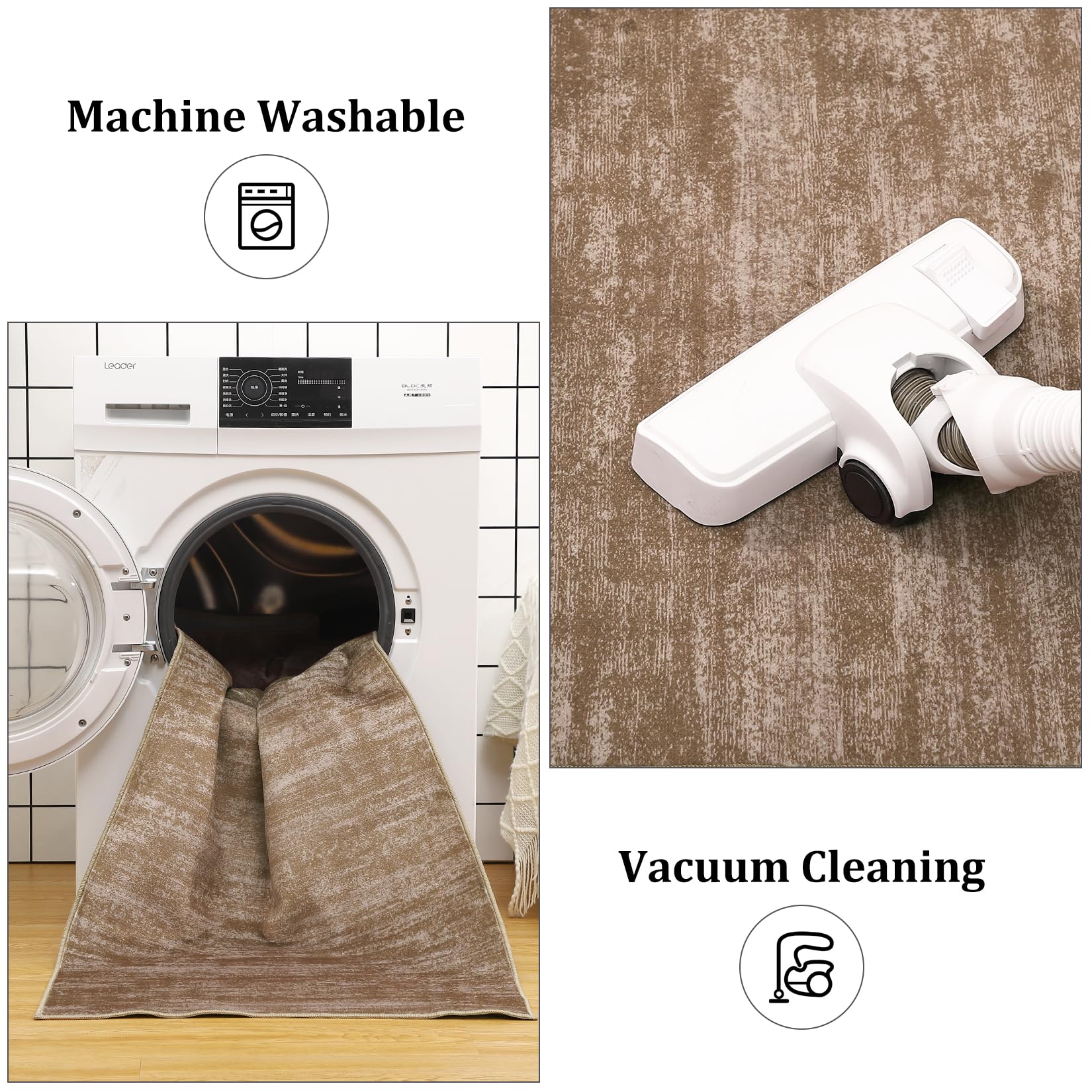 GARVEE 2x4 Small Contemporary Area Rug - Modern Solid Indoor Throw Carpet - Machine Washable Non-Slip Low Pile - Perfect for Living Room, Bedroom & Laundry - 2' x 4' Taupe - Cozy Home Decor & Space Defining Accent
