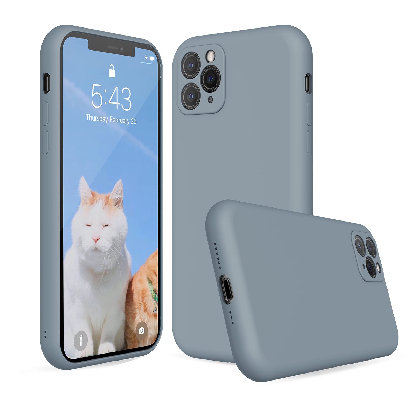 Premium Blue Grey Liquid Silicone Case for iPhone 11 Pro (5.8 Inch) - Shockproof Protective Cover with Soft Touch Finish | Perfect for Daily Use, Travel & Outdoor Activities