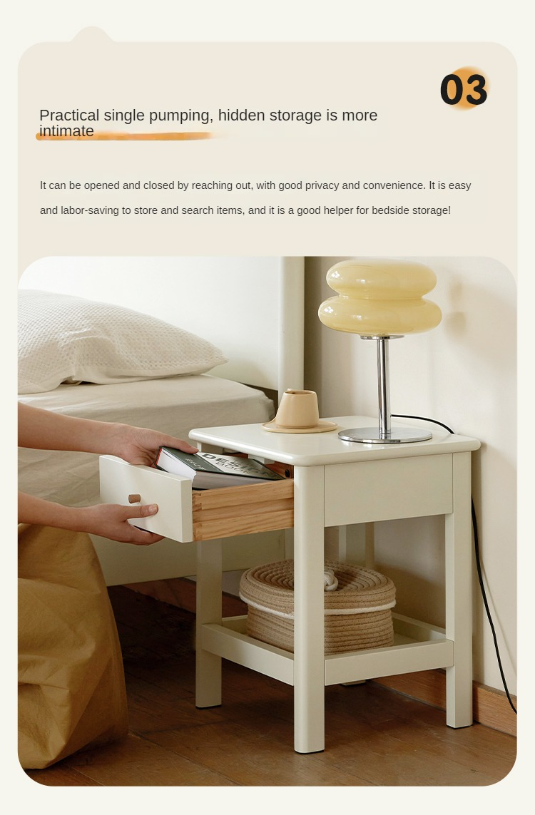Solid Pine Wood Single Drawer Nightstand - Sturdy Bedside Table for Bedroom, Living Room, or Office - Perfect for Storage & Decor