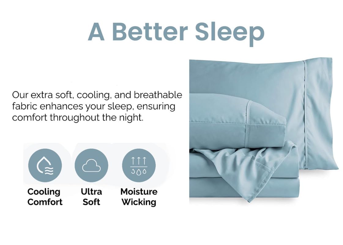 600 Thread Count Percale Cotton Sheets for Twin Size Bed - Soft, Breathable & Durable Deep Pocket Twin Sheets Set (Fits Mattress Up to 15