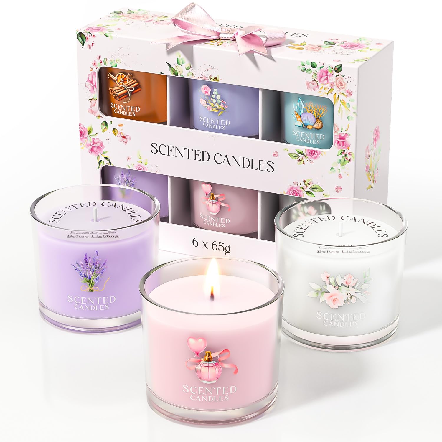 6-Pack Aromatherapy Scented Candles Gift Set - 14oz Stress Relief Candles for Women & Men, Birthday & Christmas Gifts (6 Colors) | Perfect for Home Relaxation, Spa Nights & Holiday Decor