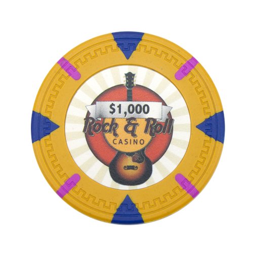 50-Piece Rock & Roll Themed 14g Clay Poker Chips Set - Casino Style Poker Chips for Home Games, Poker Nights & Casino-Themed Parties