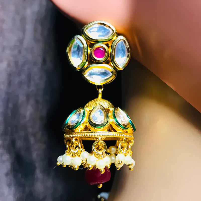 Royal Kundan Choker Necklace Set with Matching Earrings - 24K Gold Plated Designer Jewelry (D757) for Weddings, Parties & Special Occasions