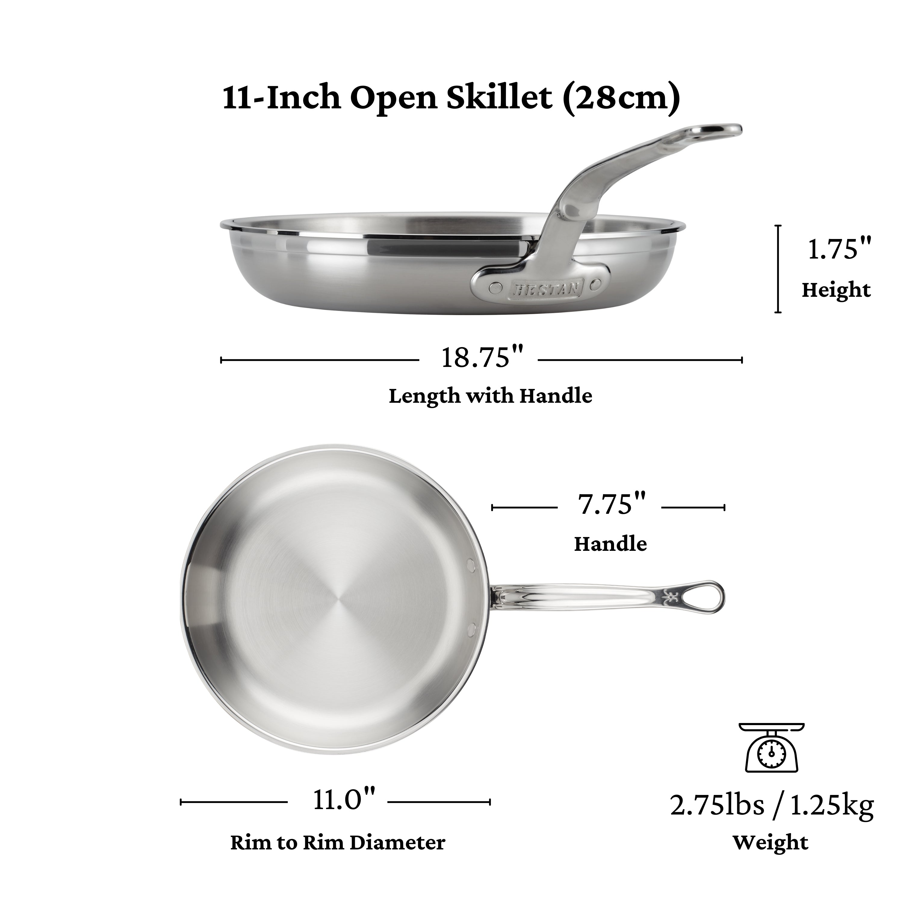 Hestan Probond Open Skillet - Premium Nonstick Frying Pan for Professional Cooking - Perfect for Sautéing, Frying & Stir-Frying at Home or Restaurant