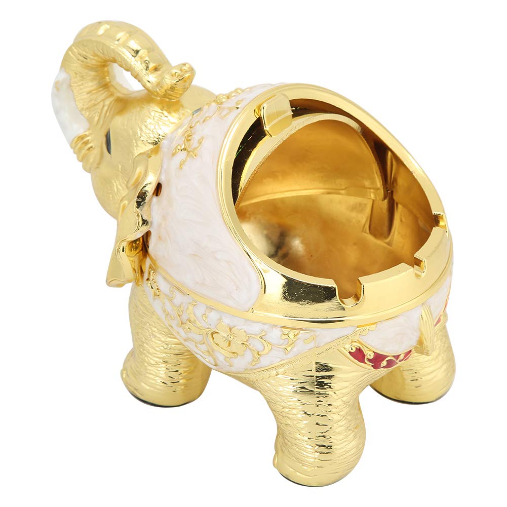 Oumefar Vintage Elephant Ashtray - Smooth Edges, Exquisite Electroplating, Non-Slip Base for Home, Office, Hotel & KTV - Perfect for Smoking Accessories & Home Decor (Golden White Color)