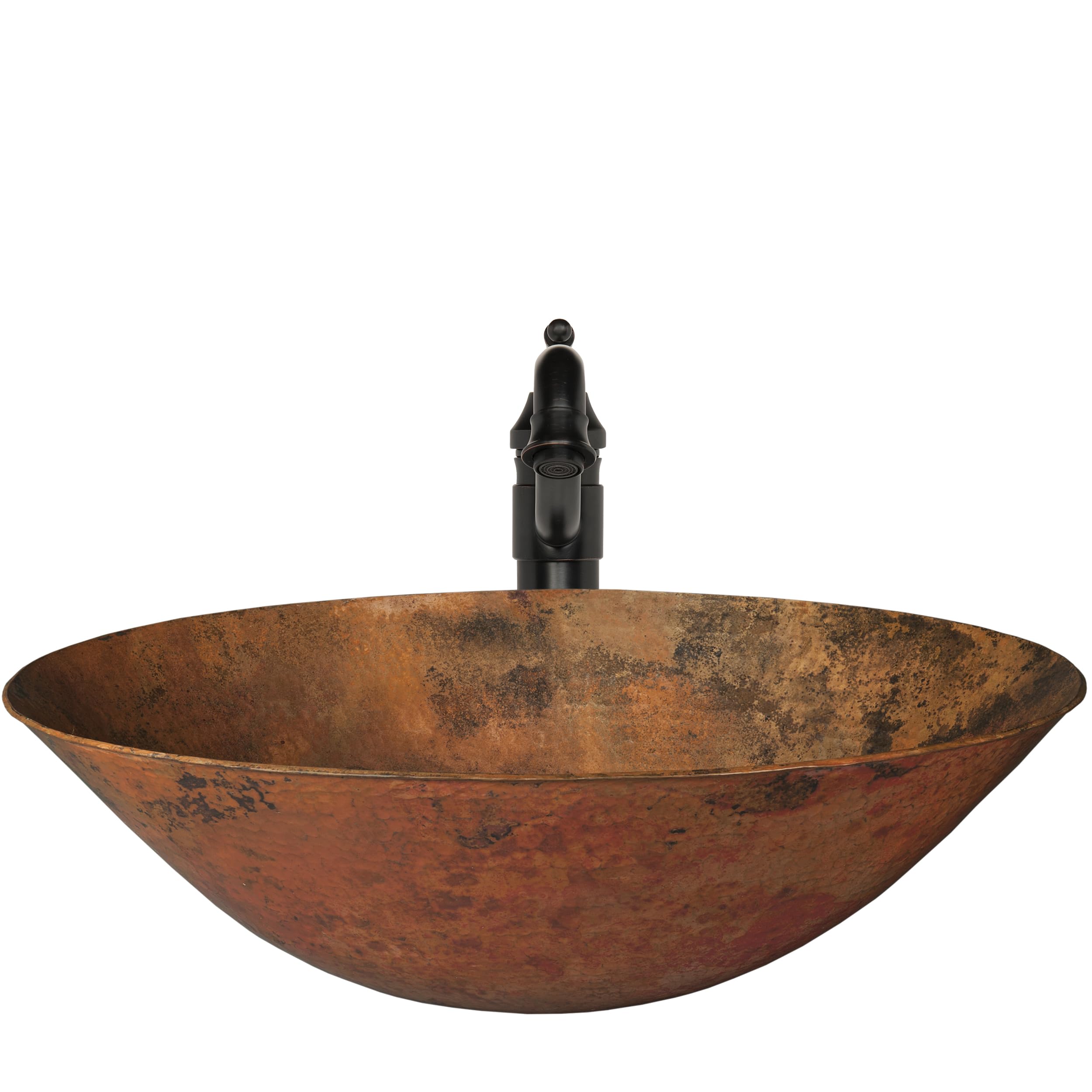 Novatto BILBOA Copper Vessel Sink Set - Oil Rubbed Bronze Finish - Modern Bathroom Vanity Sink for Farmhouse, Rustic & Contemporary Home Decor