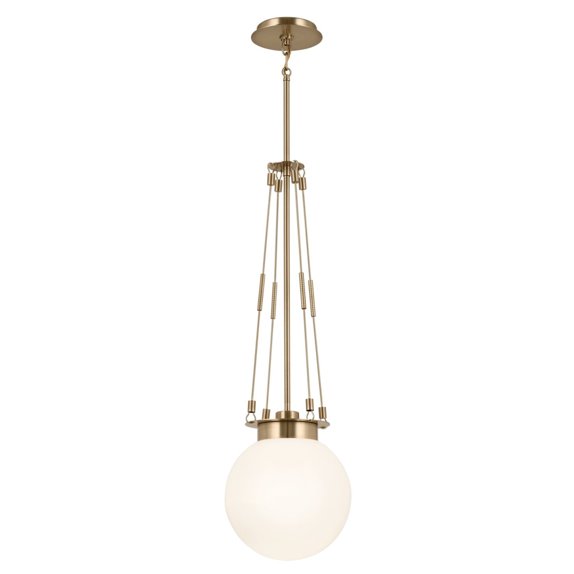 Albers 33 1-Light Globe Pendant Light with Opal Glass & Champagne Bronze Finish - Modern Ceiling Lighting for Kitchen, Dining Room, and Bedroom