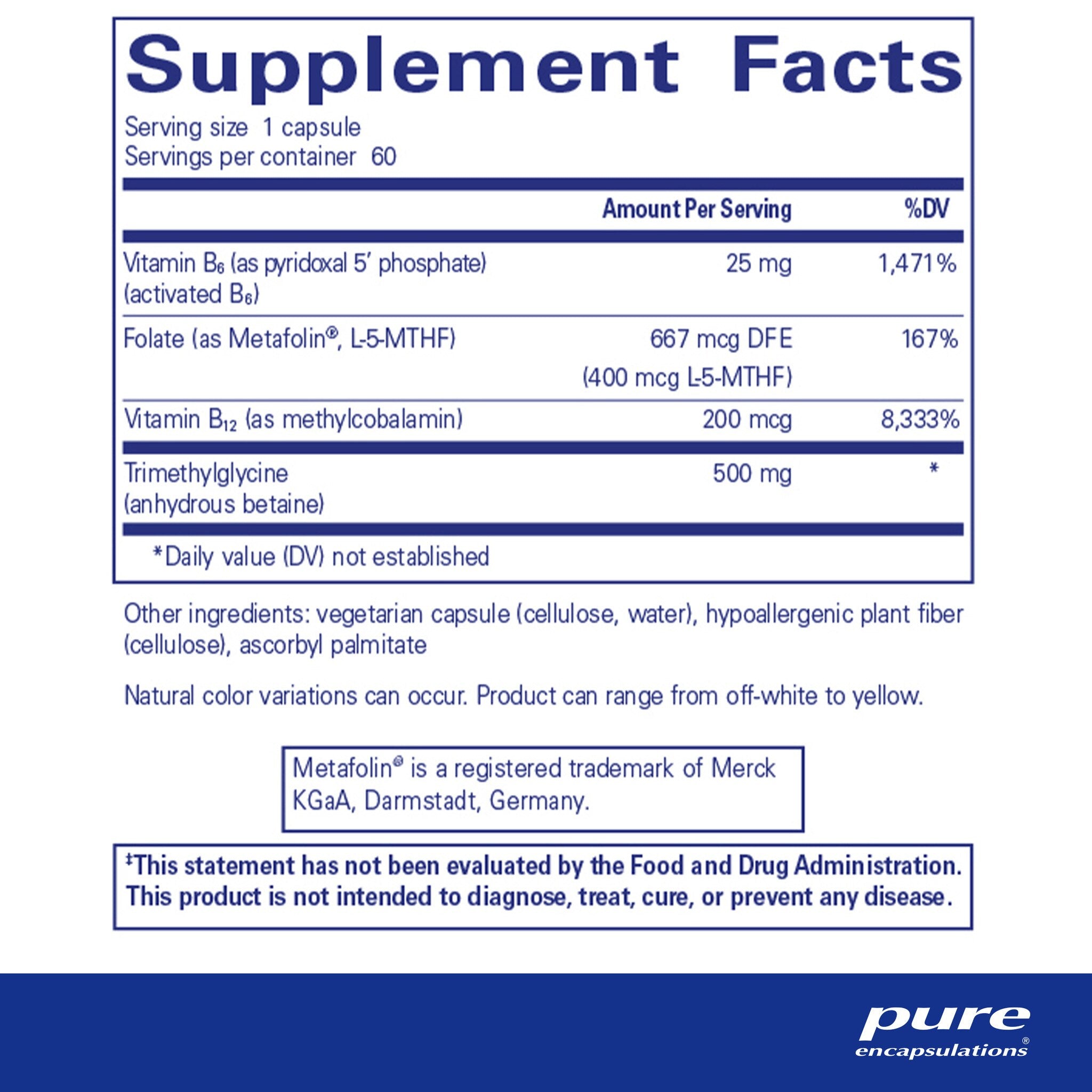 Pure Encapsulations Homocysteine Factors Supplement - Supports Cardiovascular Health & Healthy Homocysteine Levels - Ideal for Heart Wellness & Detoxification Routines