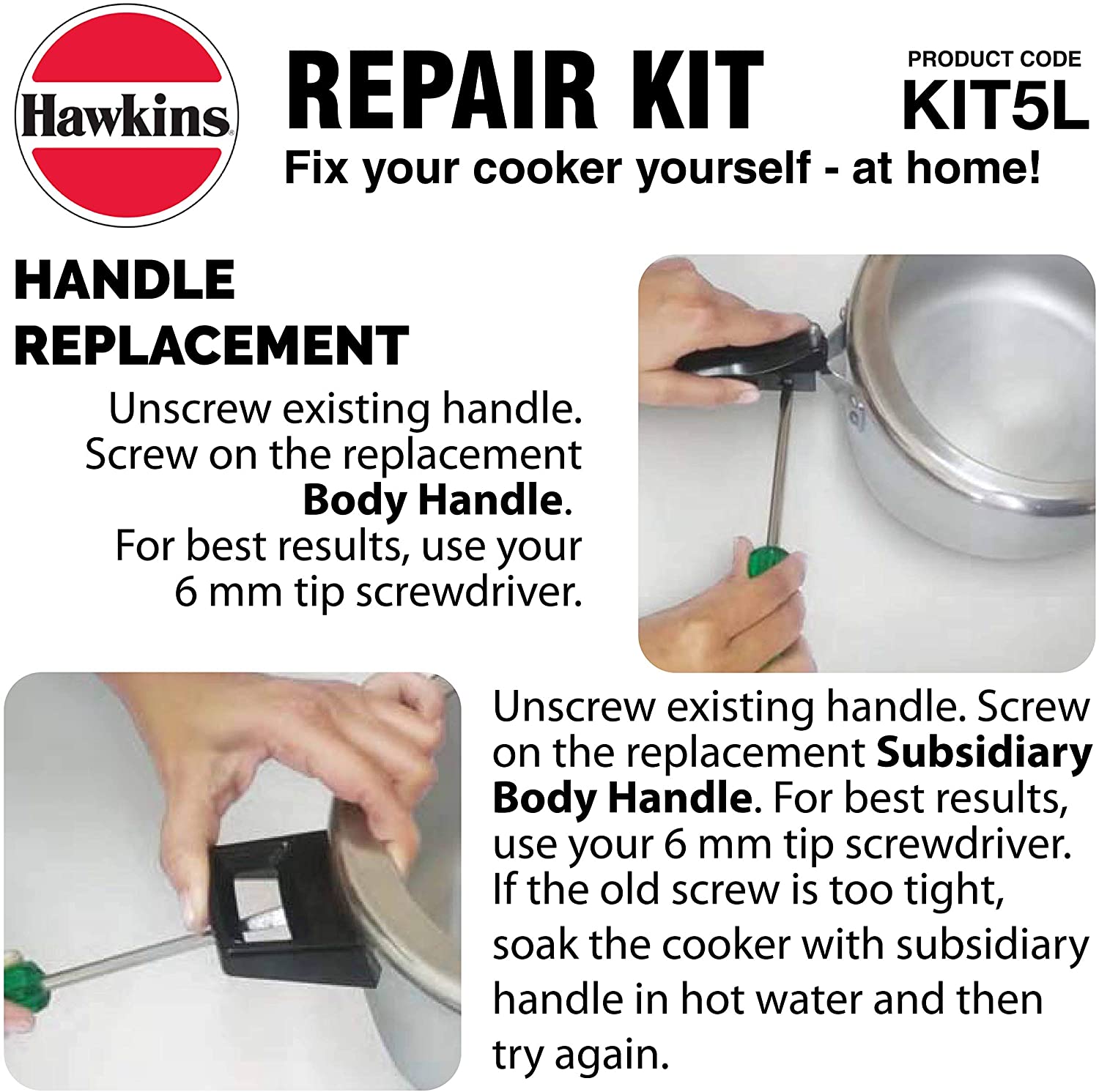 Hawkins Pressure Cooker Repair Kit KIT5L - Replacement Parts for Hawkins Cookers - Fix Leaks & Seal Issues - Perfect for Home Kitchen & Outdoor Cooking